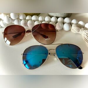 2-Women’s Aviator Sunglasses NWOT